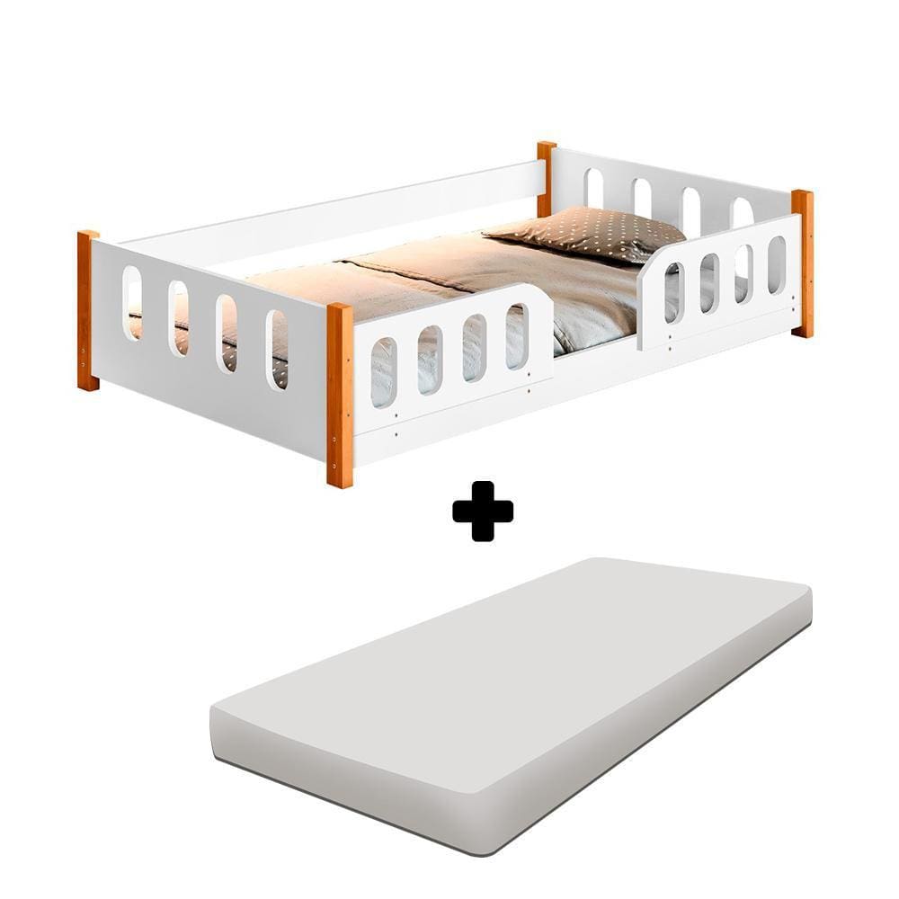 Cama Montessoriana Com Colchão Infantil Branca Marromissa Divaloto
