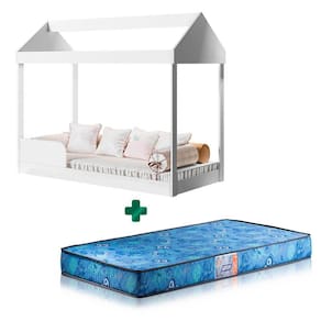 Cama Infantil Montessoriana Casinha Branca Dakota Com Colchão Gazin
