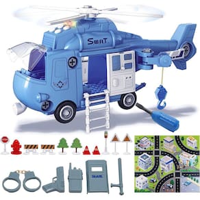 Brinquedos infantis para meninos de 3 a 5 anos, brinquedo de avião, helicóptero, polícia, conjunto de brinquedos de construção de avião com sons de l