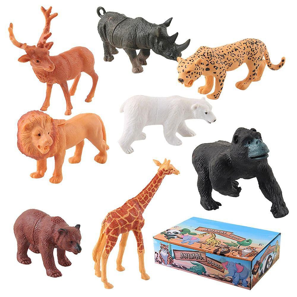 Estatuetas de brinquedos de animais Pacote de zoológico para crianças Presente Pré-escolar Educacional Conjunto de 8 animais