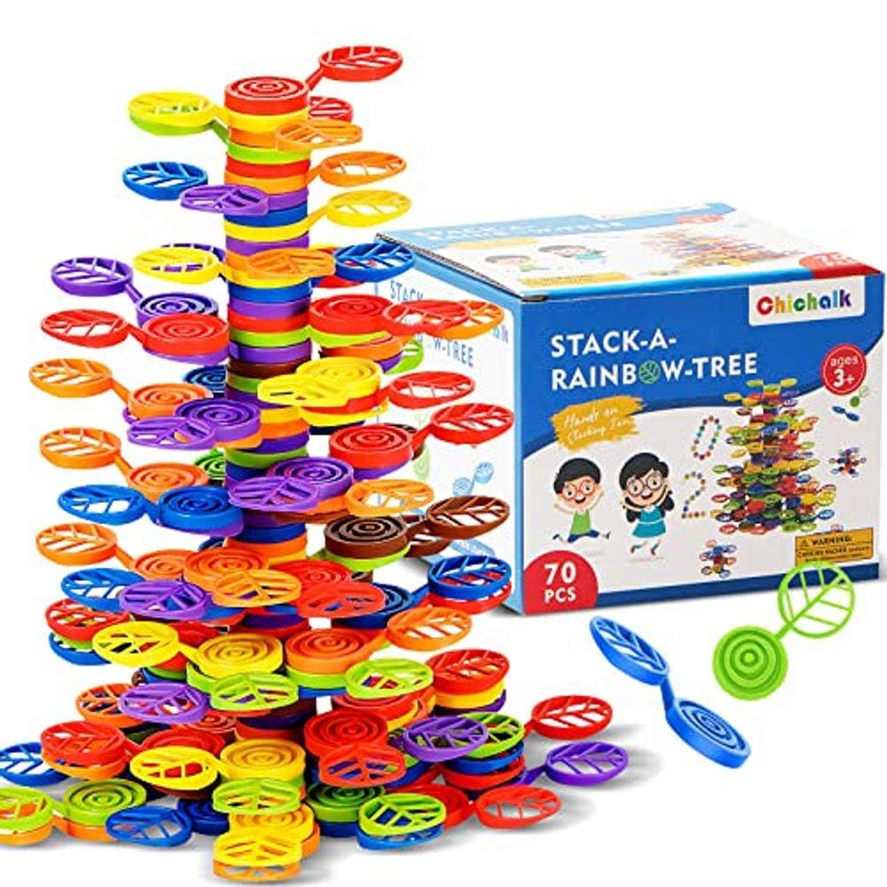 Stack-a-Rainbow-Tree Plástico Empilhamento Blocos 70 Peças, Bal