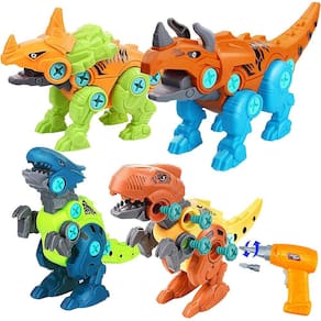 Brinquedos de dinossauro Take Apart para crianças de 5 a 7 anos, conjunto de brinquedos de dinossauro de construção faça você mesmo com furadeira elé