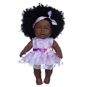 Pele negra africano bebê preto bonito cabelo encaracolado saia de renda 30cm brinquedo de bebê de vinil