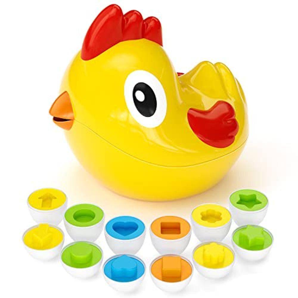 Brinquedos de galinha para crianças, Conjunto de brinquedos de ovos de bebê com 8 ovos e 2 Ch