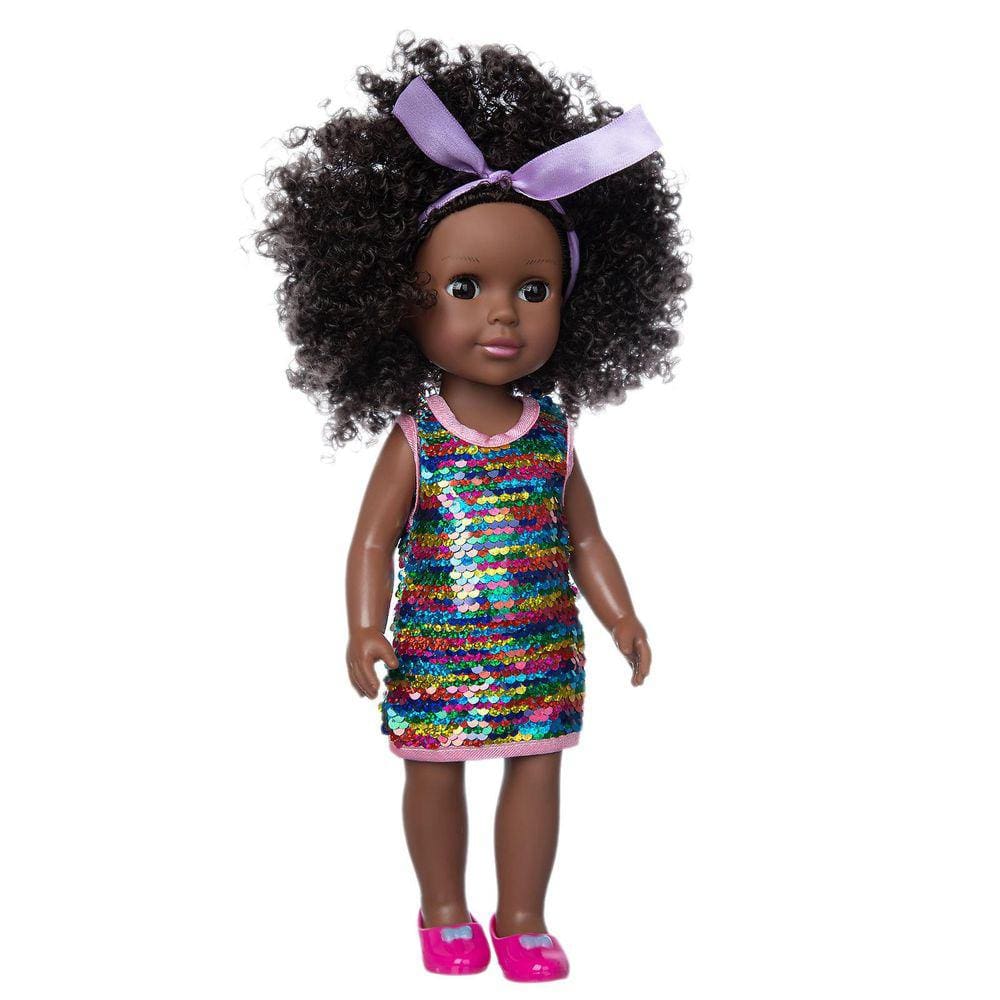 Black African Black Baby Cute Curly Black 14inch Vinyl Baby Toy