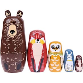 Bonecas de Ninho Animal Bonecas Artesanais Boneca de Empilhamento de Madeira