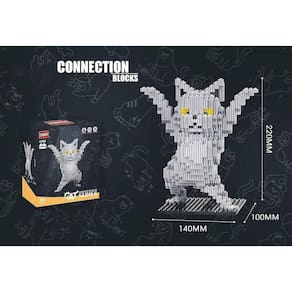 Cat 3d Blocos de Conexão Diy Animal Building Tijolos Micro Lo