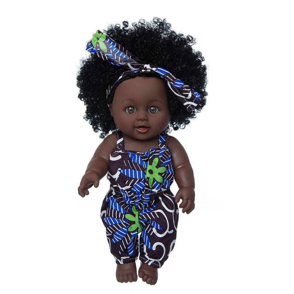 Pele negra africano bebê preto bonito cabelo encaracolado saia de renda 12 polegadas vinil bebê brinquedo