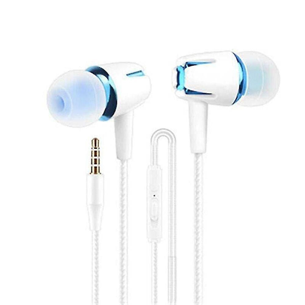 Fones de ouvido fones de ouvido fones de ouvido com fio azul fone de ouvido fone de ouvido estéreo de 3,5 mm com microfone para telefone