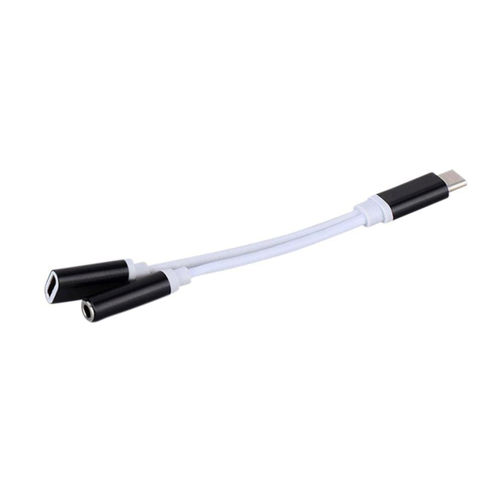 Adaptador de áudio tipo-c para tipo-c+3,5 mm Adaptador dois-em-um de carregamento de fone de ouvido