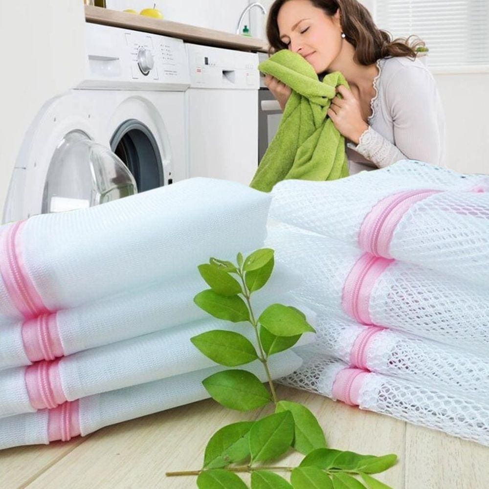Kit 5 Sacos Protetor Lavagem Roupas Bebê - Branco 40x50cm