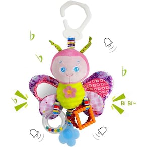Brinquedos de carrinho de criança e brinquedos de assento de carro para bebês com mordedor Brinquedos de carrinho pendurados Brinquedos de bebê de pel