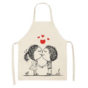 1 peça pai adulto The Family Kitchen Valentine`s Day Print Aventais de linho para família