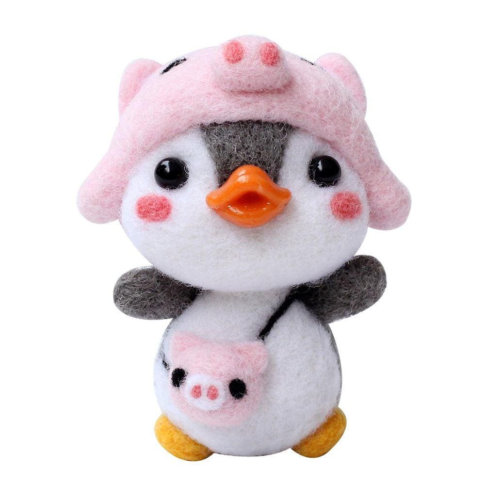 Pacote feito à mão da produção material dos feltros de lã do cutucão do teste padrão bonito do pinguim