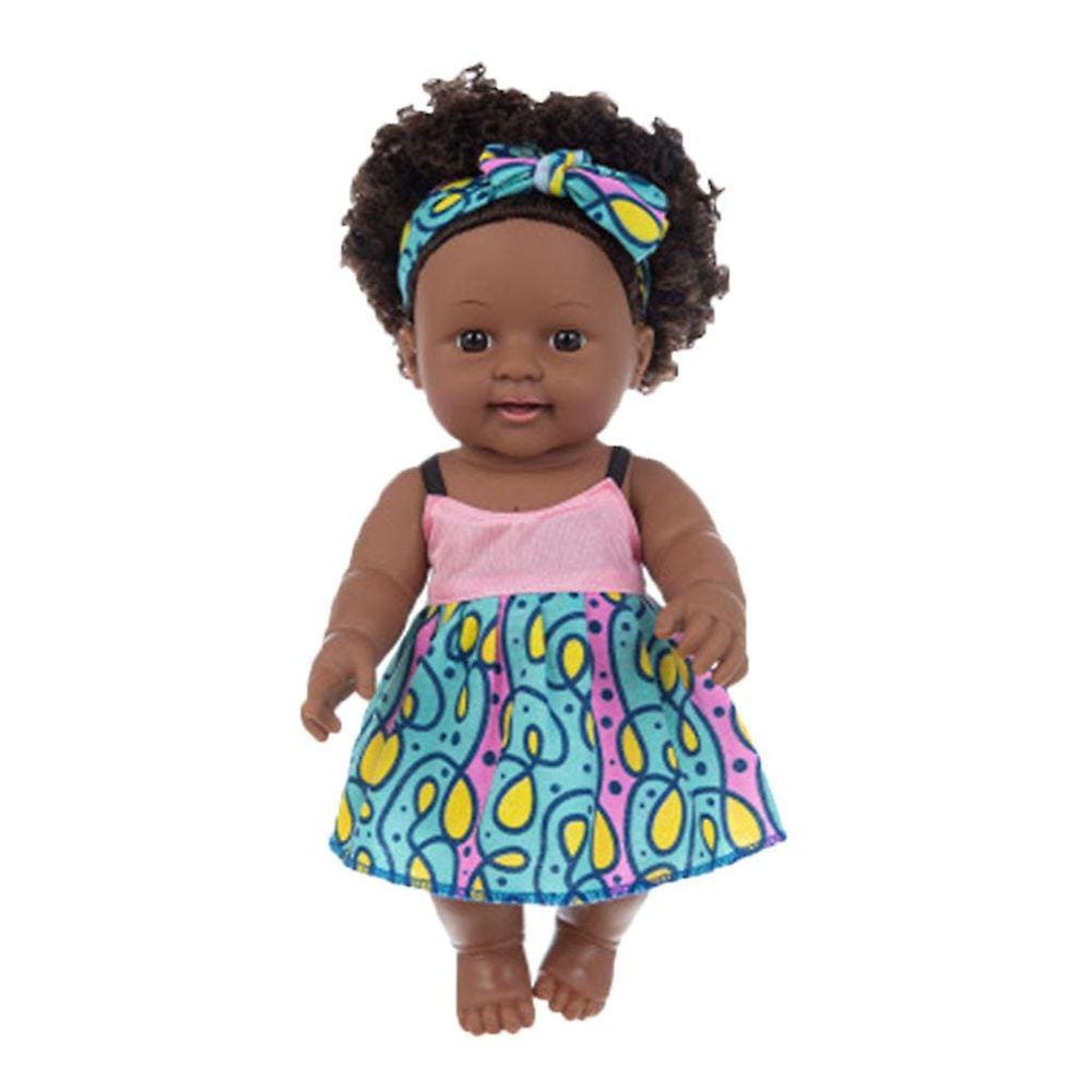 Black African Black Baby Cute Curly Black 30cm Vinyl Baby Toy