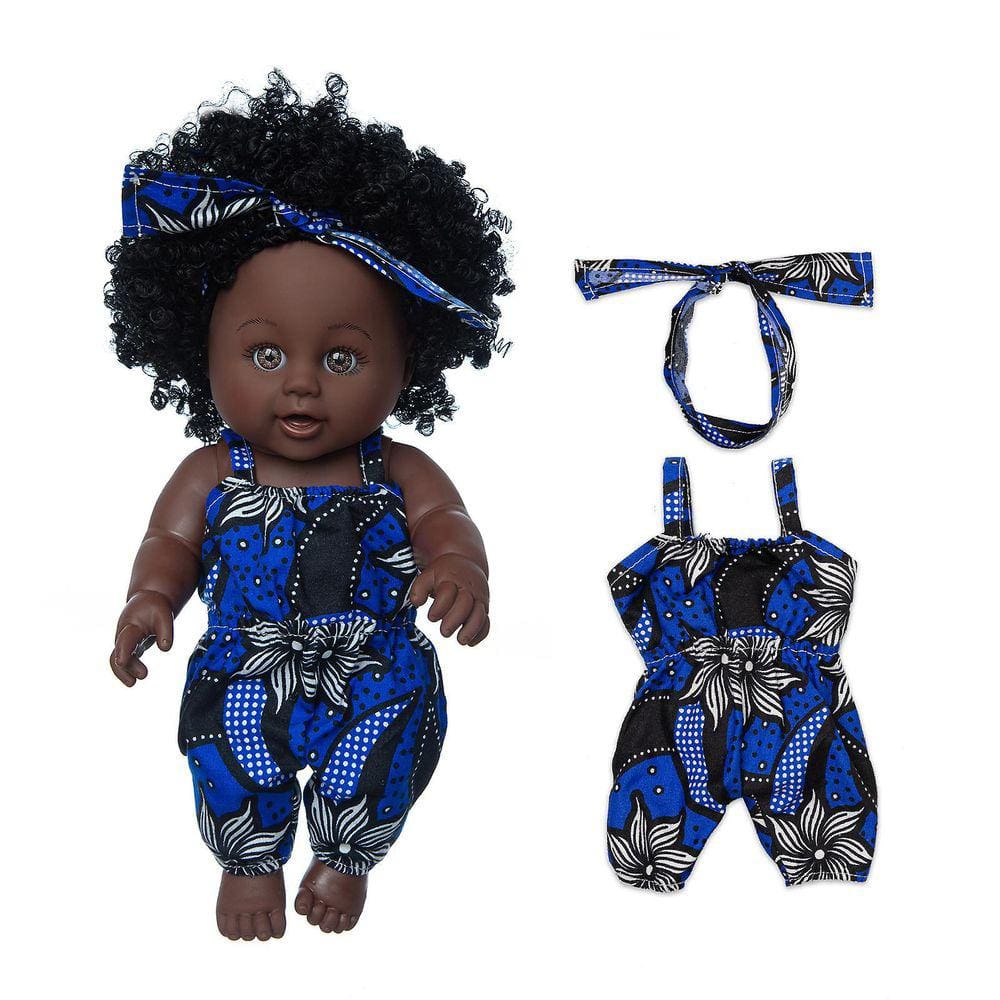 Pele negra africano bebê preto bonito cabelo encaracolado saia de renda 12 polegadas vinil bebê brinquedo