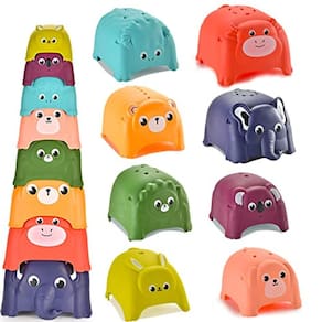 Hummigoo Animal Empilhamento Copos Brinquedos de banho para crianças, 8PCS