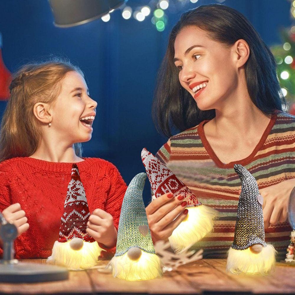 Boneca anã Rudolph brilhante de Natal com luzes led decoração de mesa de boneca sem rosto, festa familiar interna decoração de mesa infantil