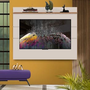 Painel De Parede Para TV Até 65 Polegadas 180 cm Off White Freijó Iver Shop JM