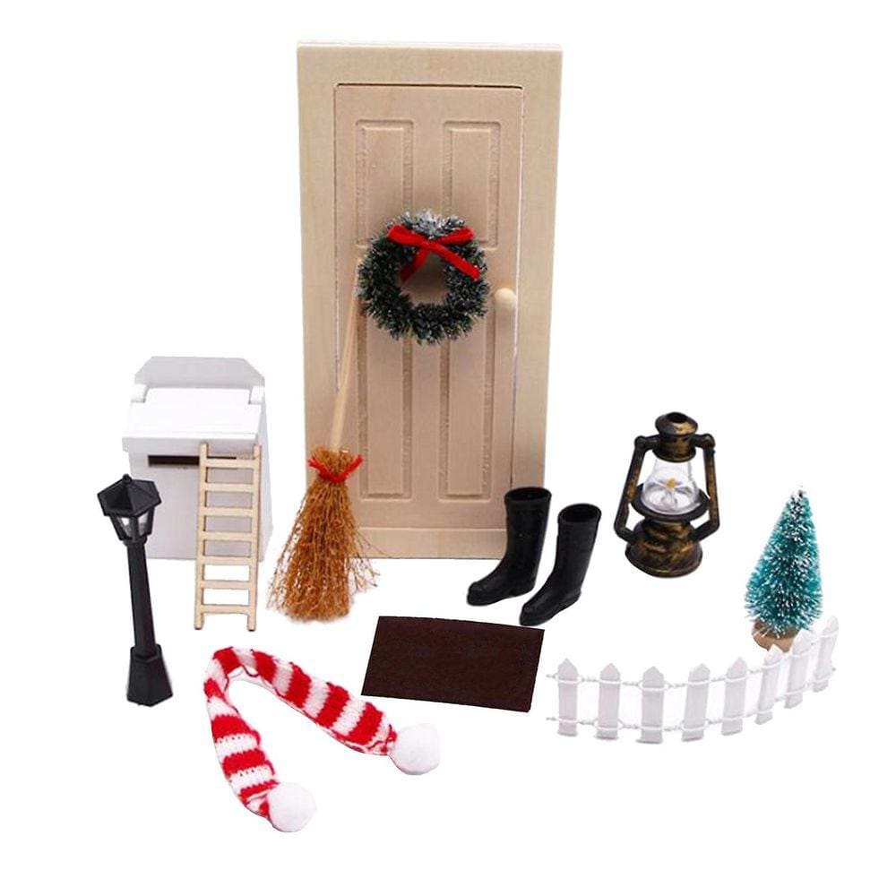 Doll House 8 Mini House Conjunto de Decoração de Natal Cenas em Miniatura