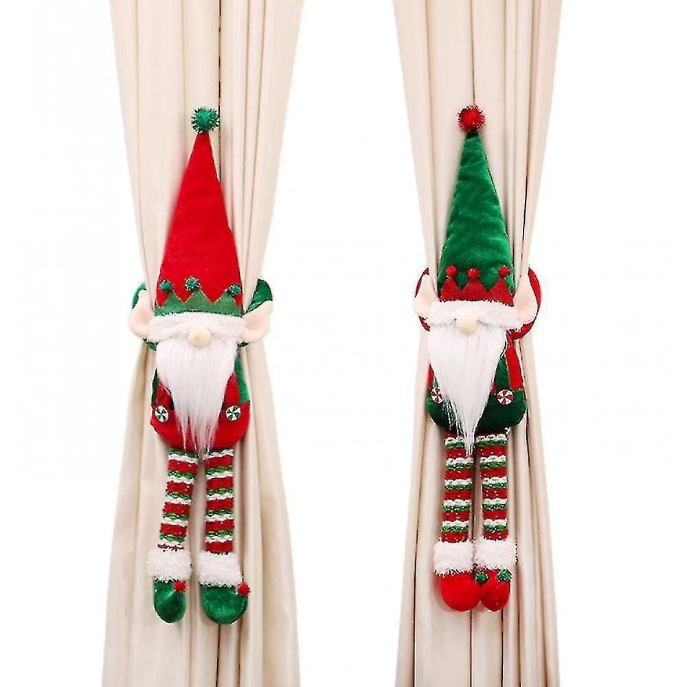 Expositores de enfeites de férias verde suprimentos de natal cortina fivela boneca cortina abraço casa vestir vermelho