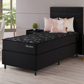 Conjunto Cama Box Solteiro Benim com Molas Ensacadas 88cmx188cmx63cm Preto