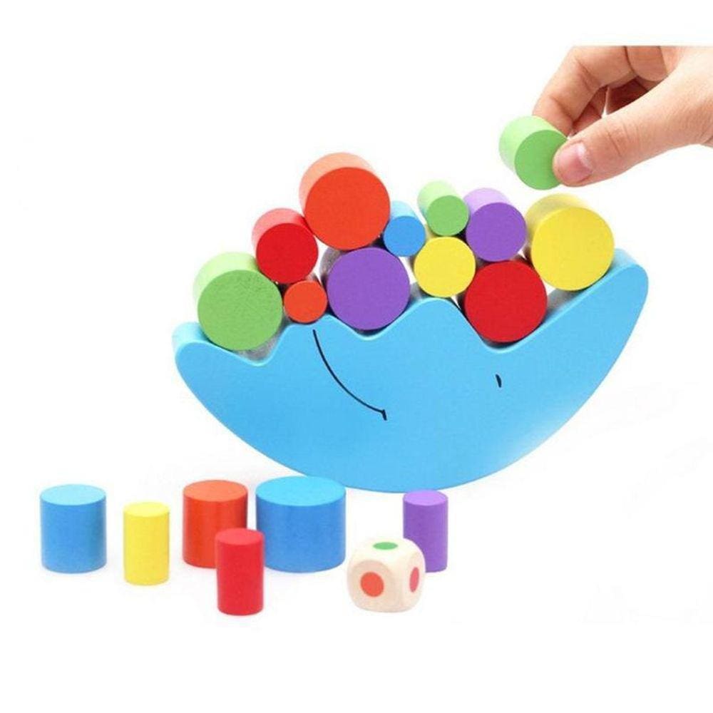 Crianças Brinquedos Educacionais de Madeira Lua Equilibrada Construção Blocos de Construção Pai Pai Criança Educação Infantil Equilibrou Blocos de Tre