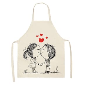 1 peça pai adulto The Family Kitchen Valentine`s Day Print Aventais de linho para família