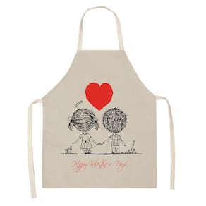 1 peça pai adulto The Family Kitchen Valentine`s Day Print Aventais de linho para família