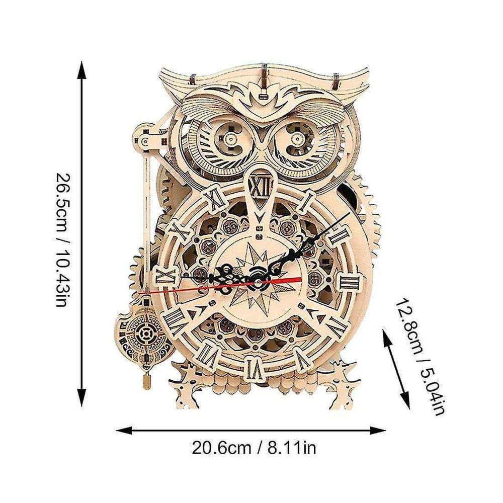 DIY Wooden Owl Shape Table Clock 3D Building Kits Educativos| Kits de construção de modelos