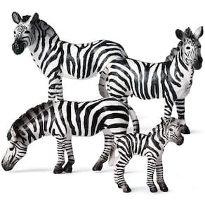 Conjunto de estatueta de zebra realista de plástico da família Zebra Conjunto de estatuetas de animais selvagens para decoração de mesa de coleção, p
