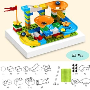 85PCS Corrida de mármore Run Big Block Compatível Bloco Duplo Blocos de Deslizamento de Funil Blocos DIY Grandes Tijolos Brinquedos Para Crianças pres