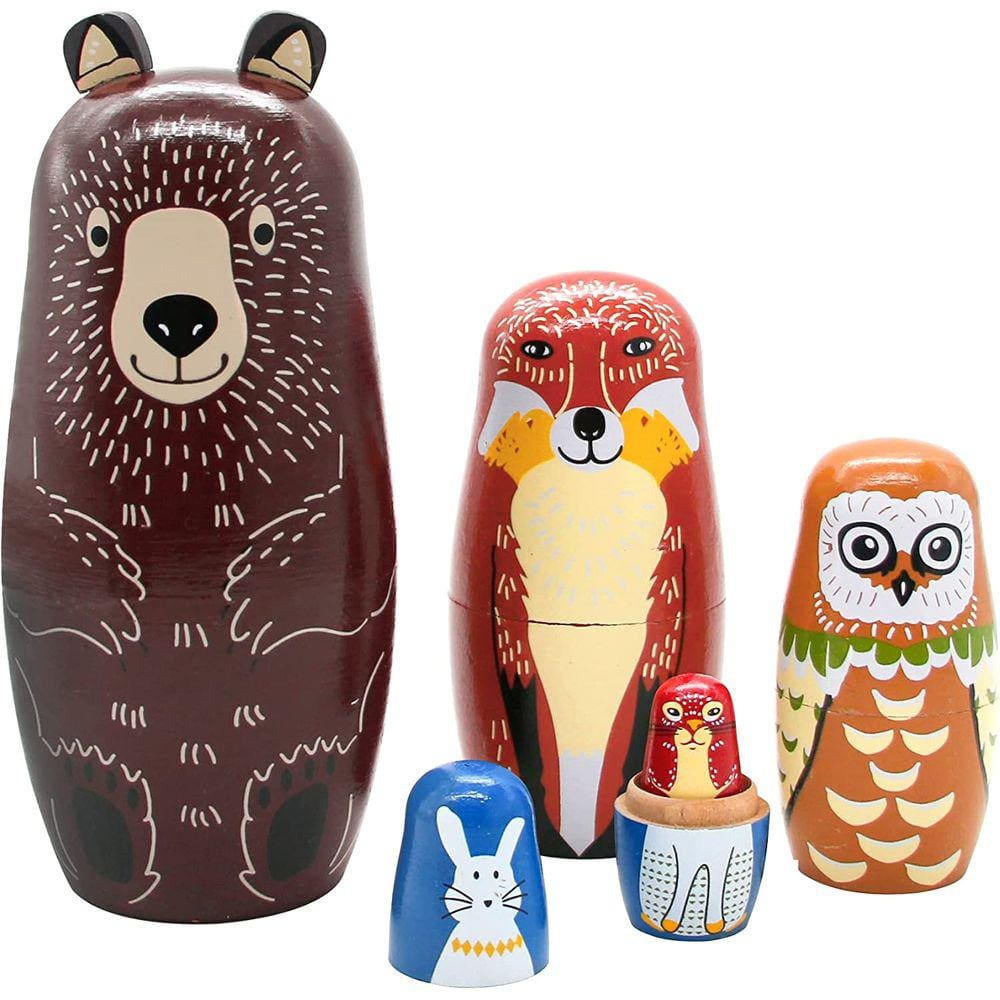 Bonecas russas de nidificação para crianças, empilhamento de madeira Handmade Mat