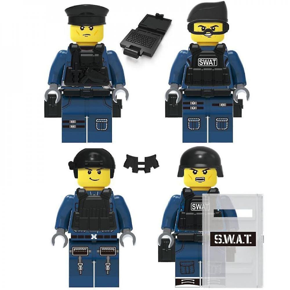 22 peças de construção da Polícia Militar bloqueiam minifigura diy pequenas partículas montadas ornamentos de boneca meninos brinquedos educativos