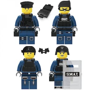 22 peças de construção da Polícia Militar bloqueiam minifigura diy pequenas partículas montadas ornamentos de boneca meninos brinquedos educativos