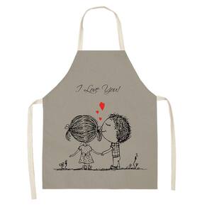 1 peça pai adulto The Family Kitchen Valentine`s Day Print Aventais de linho para família