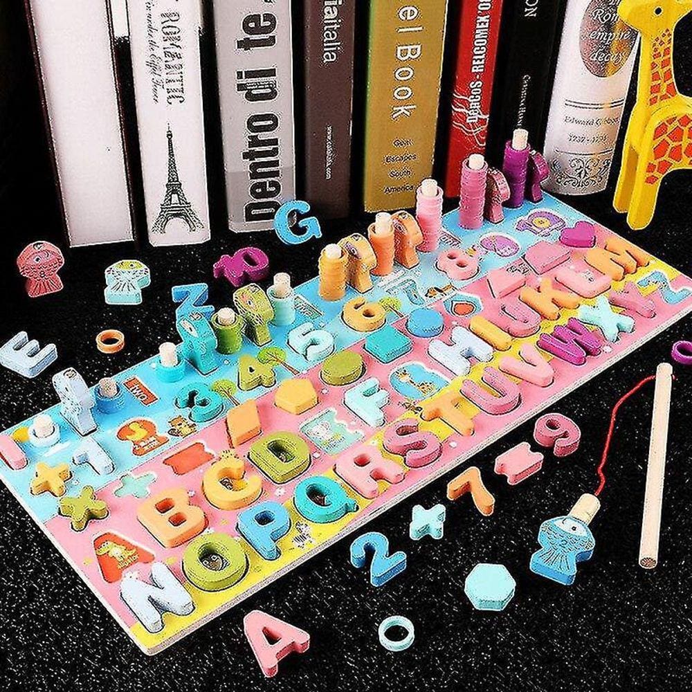 Brinquedos de pesca brinquedos de madeira educação infantil bloco de construção digital brinquedo ocupado brinquedos matemáticos