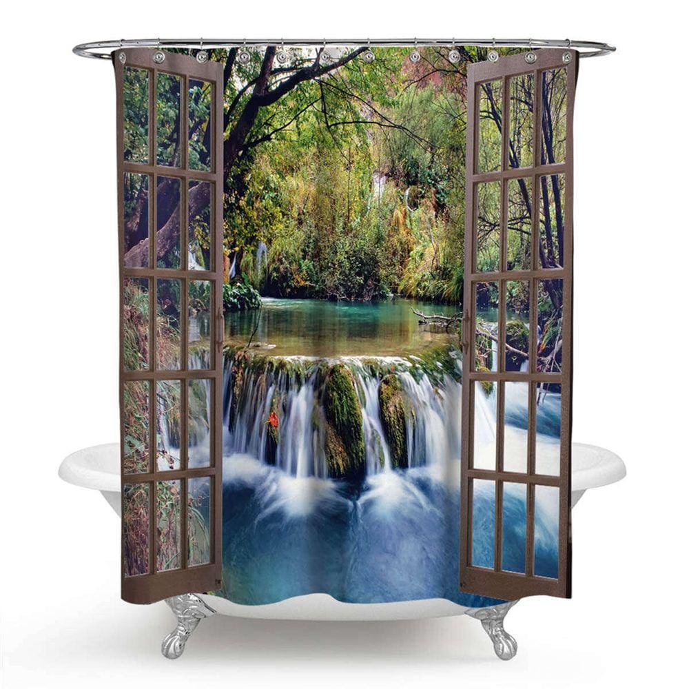  3D cachoeira paisagem impermeável chuveiro cortina banheiro s