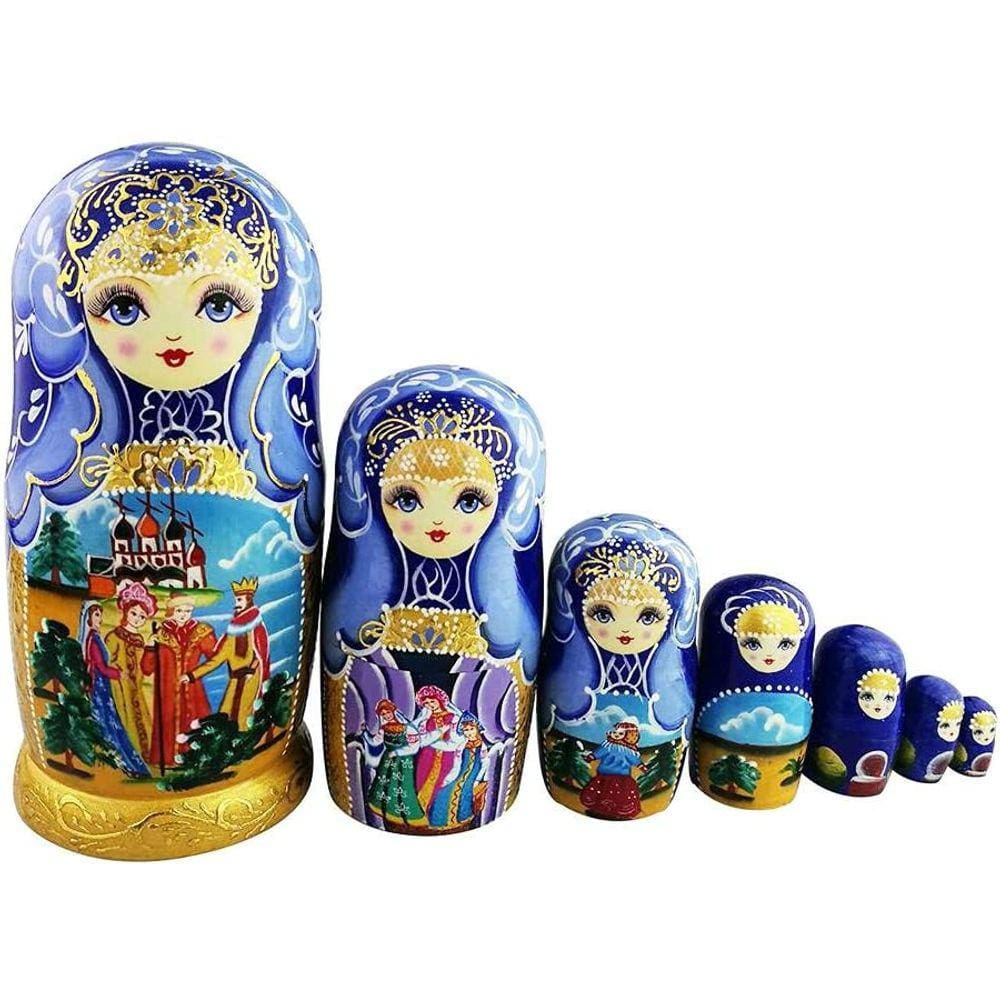 Linda menina azul e dourada e padrão de conto de fadas H