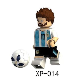 8pcs Football Star Figurine Messi Beckham Ronaldo Montagem Edifício Bloco Minifigure Brinquedo