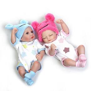 Corpo inteiro silicone recém-nascido baby doll 26cm ( azul )