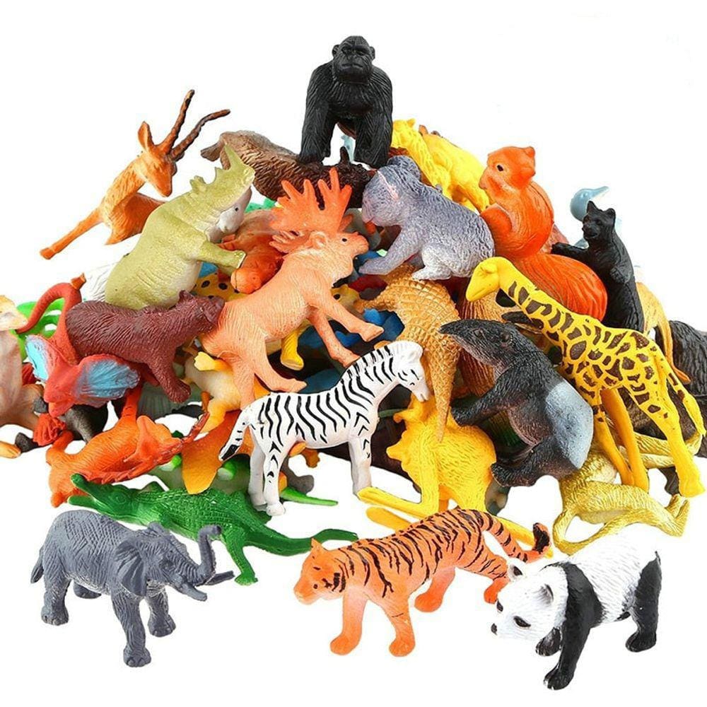 3cm 53pcs/set Mini Animal World Zoo Model Figure Action Toy Set Cartoon Simulation Animal Lovely Plastics Collection Toy for Kids| Figuras de Ação