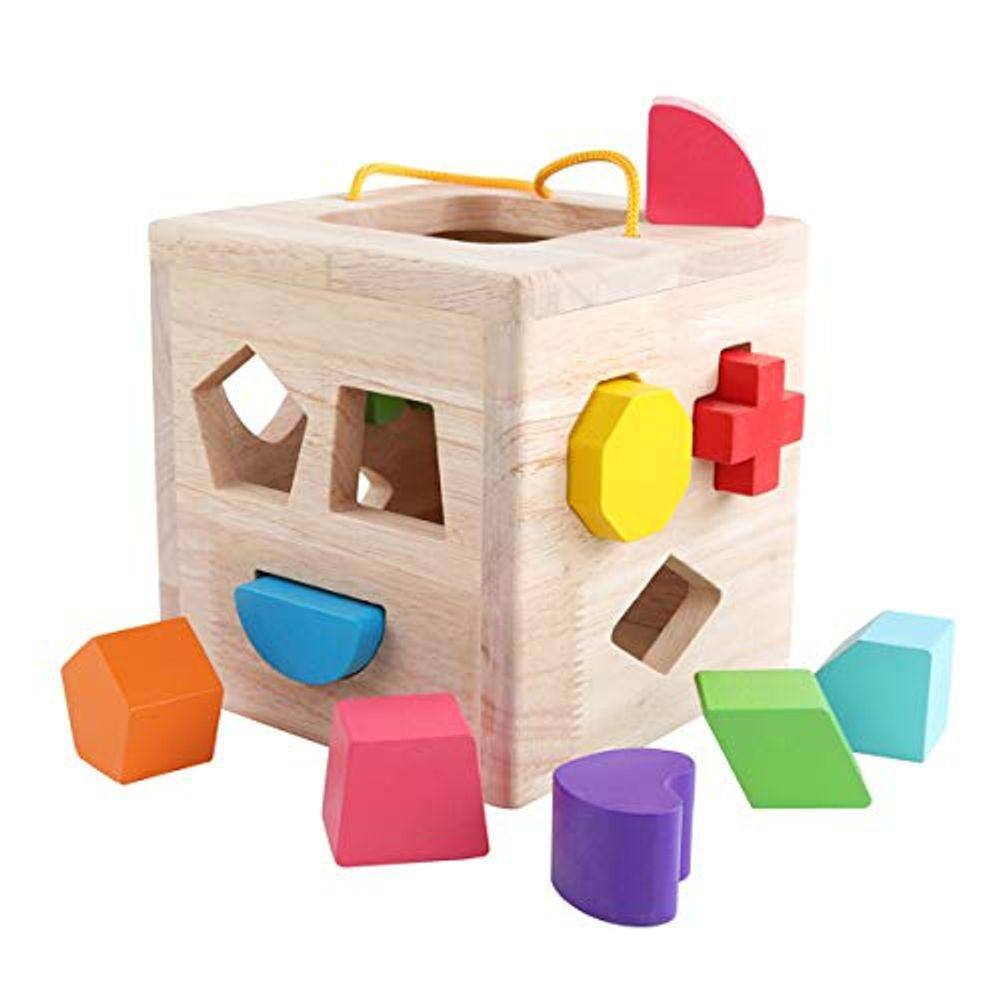 GEMEM Shape Sorter Toy Meu Primeiro Bloco de Construção de Madeira 12