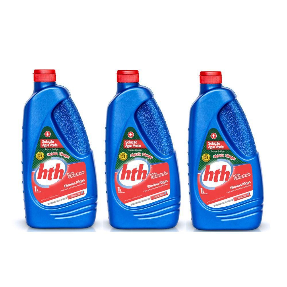 Kit 5 Algicidas De Choque Eliminador De Algas 1 litro - hth