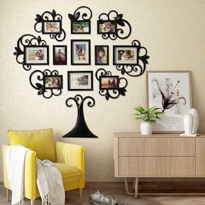 12 Peças Árvore Genealógica Photo Frame Colagem Set Black Wall Ar