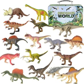 16Pcs/set sólido dinossauro modelo de ferro encaixotado conjunto de dinossauros simulados brinquedos modelos de dinossauro