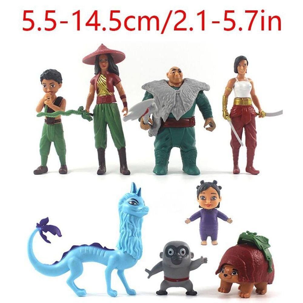 8pcs Raya e a última figura de ação dragão crianças brinquedo