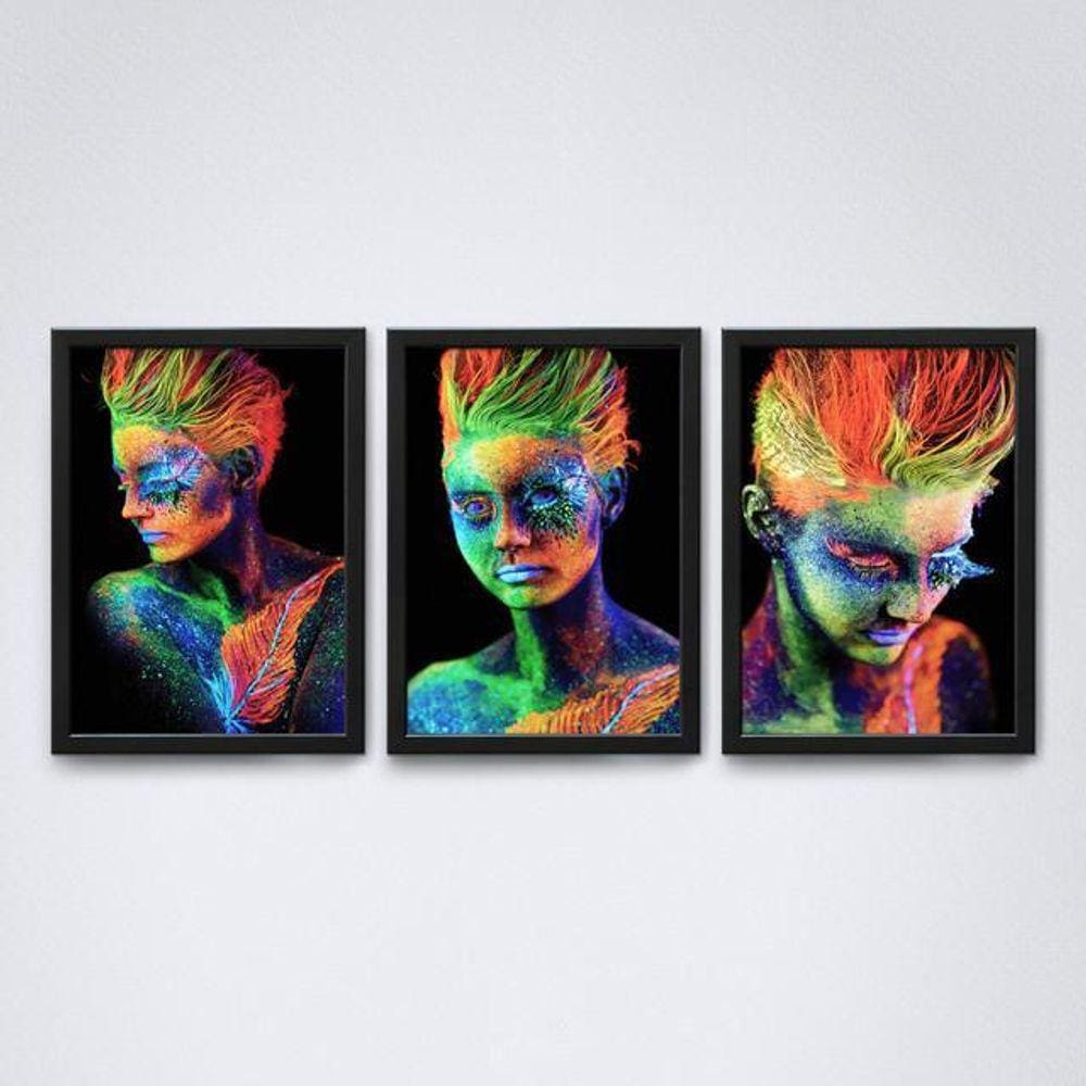 Quadro Decorativo Mulheres Coloridas A4 20x30cm