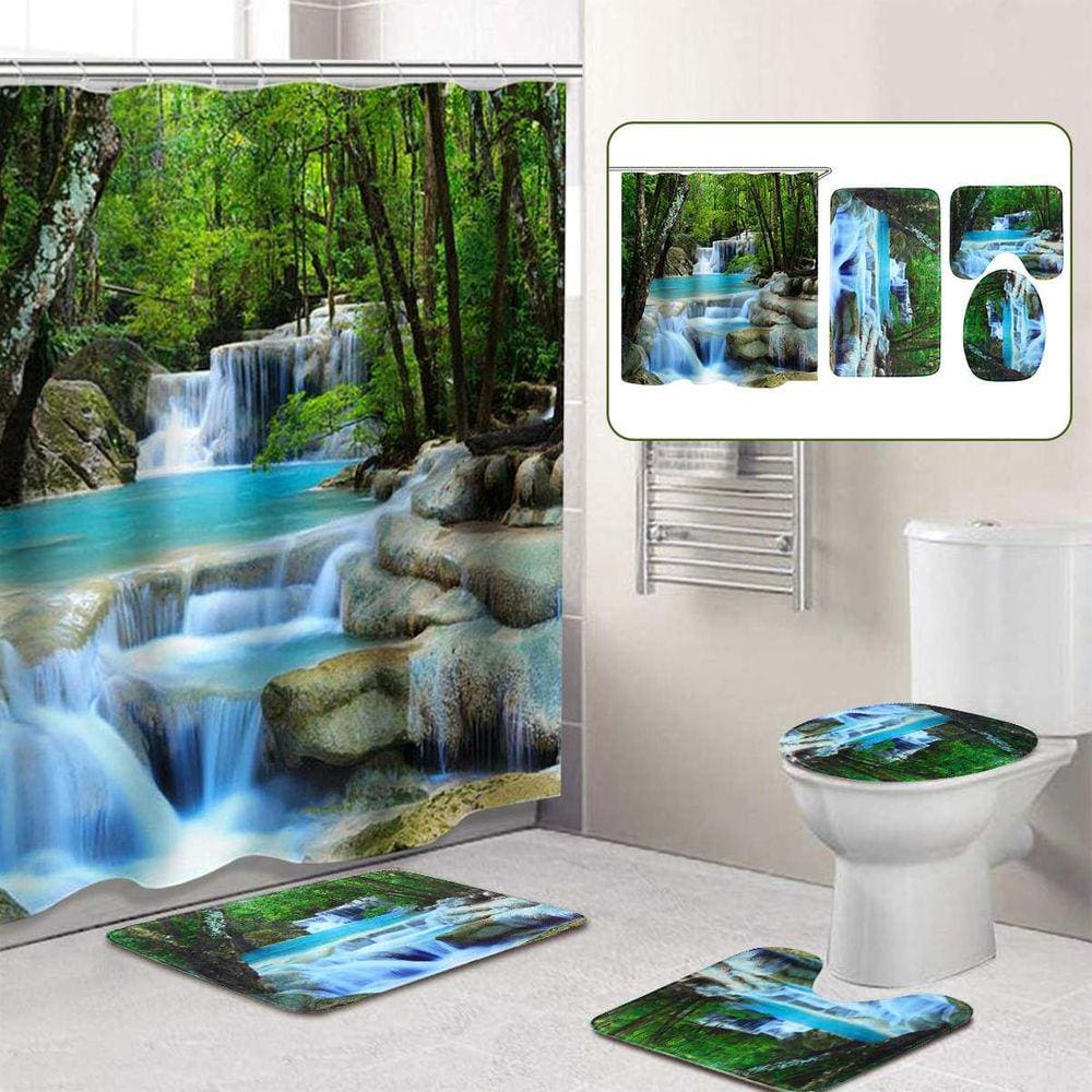  3D cachoeira paisagem impermeável chuveiro cortina banheiro s