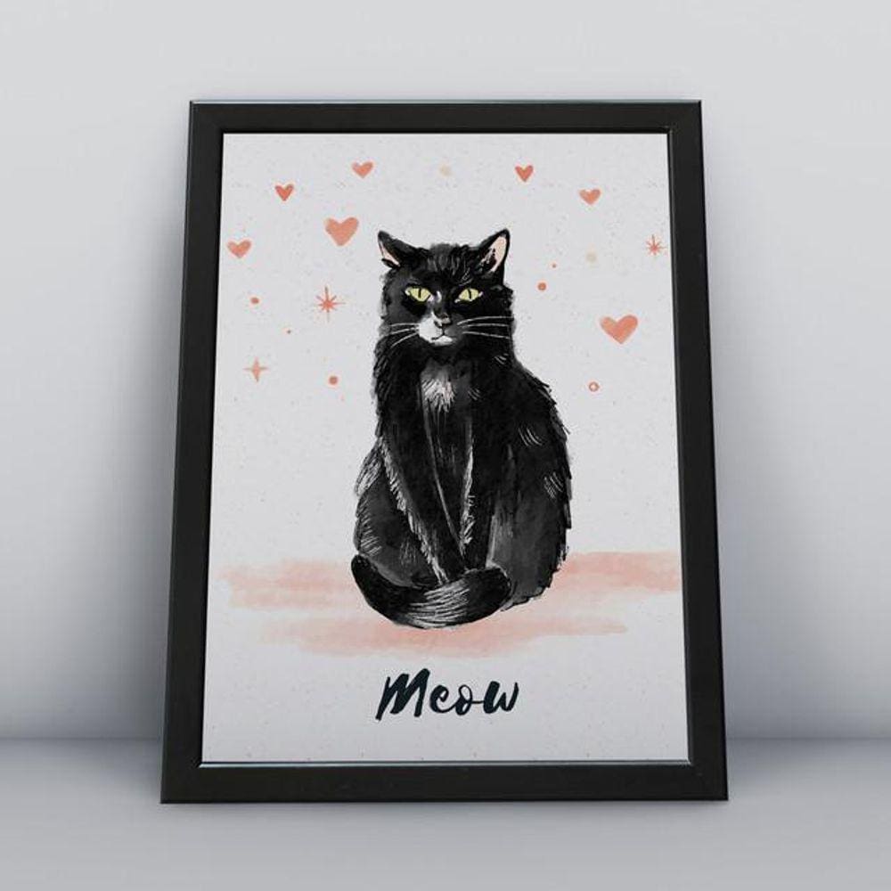 Quadro Decorativo 30x20cm Moldura Preta em Madeira